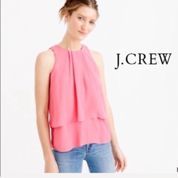 J. Crew Pink Tiered Crepe Top 0 NWT - Picture 2 of 6